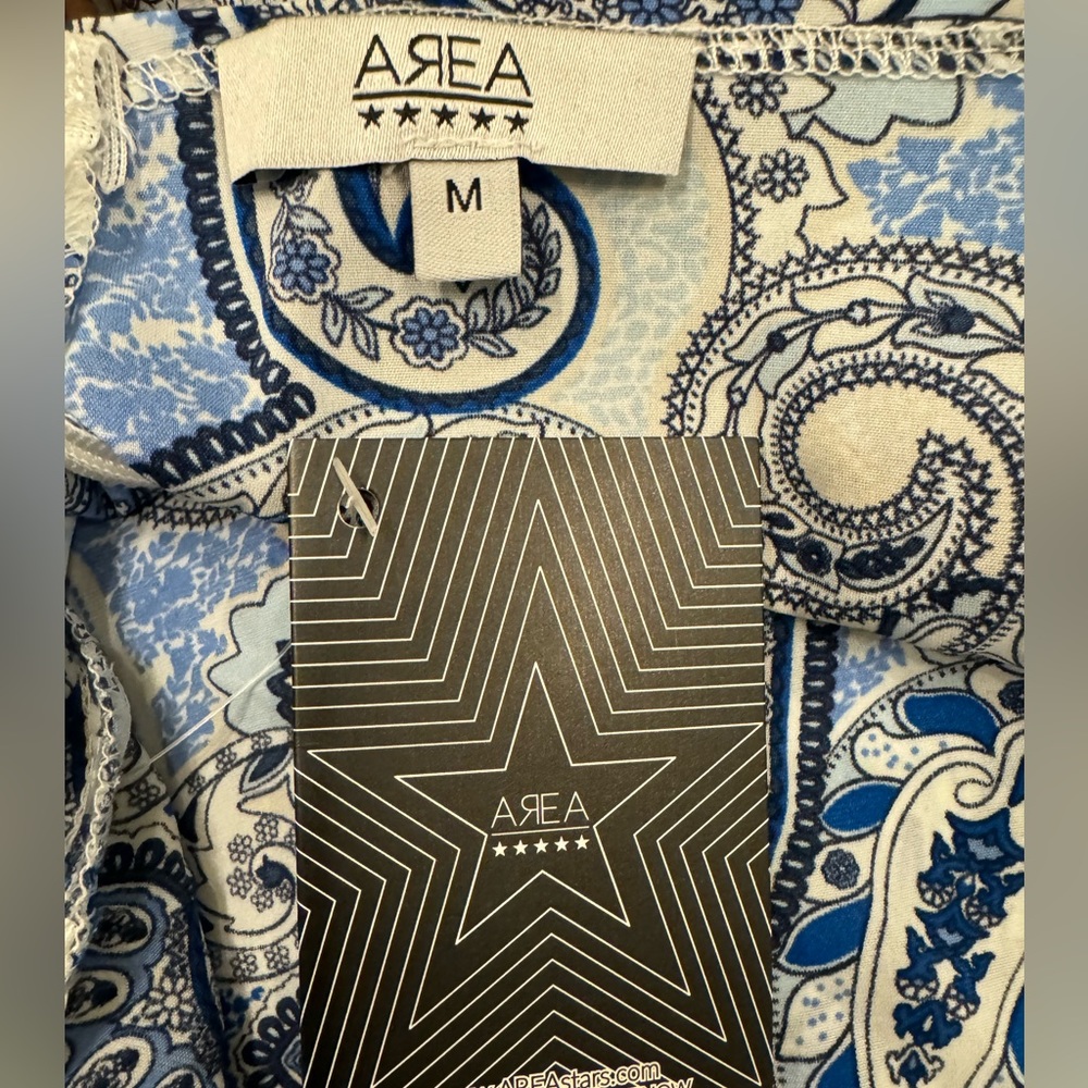 Area Stars Blue Paisley Jenie Strapless Tie Back Mini Dress Size M NWT - Picture 9 of 9